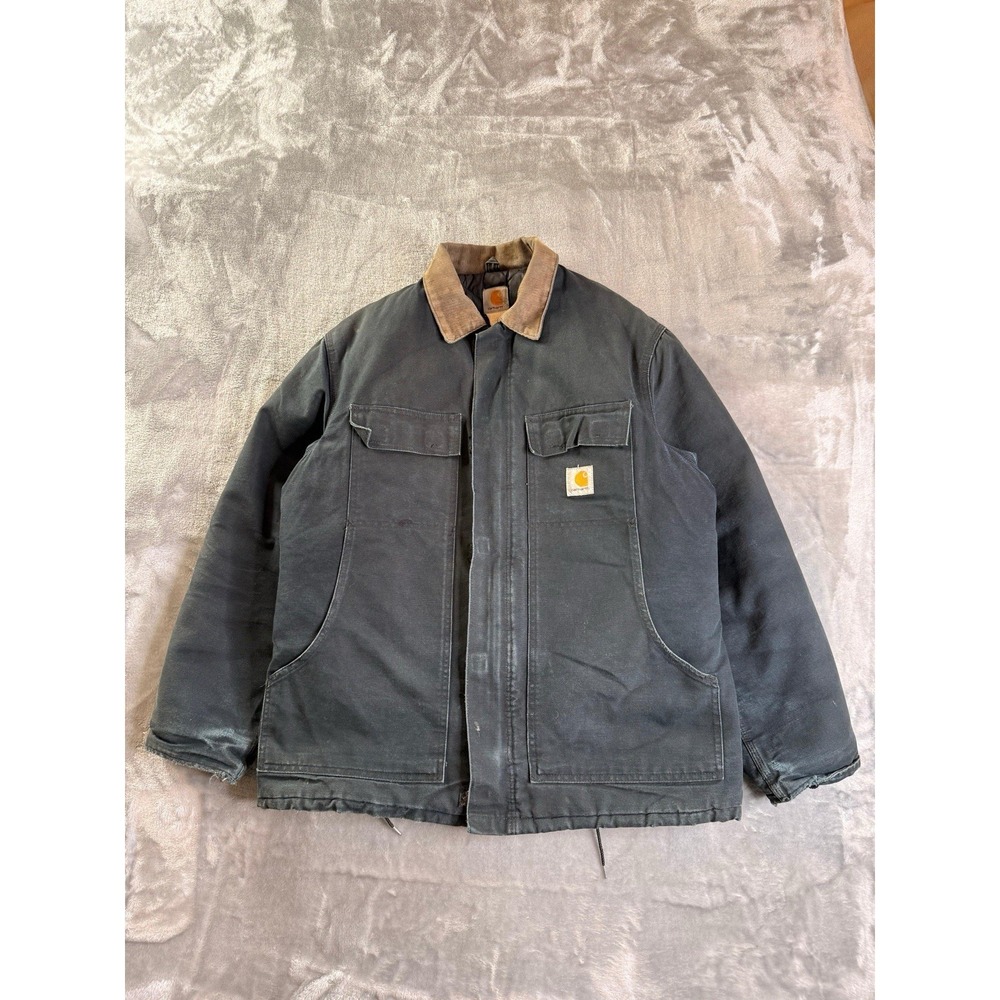 Carhartt Jacket XL Black Utility Coat Quilted Work Wear Faded